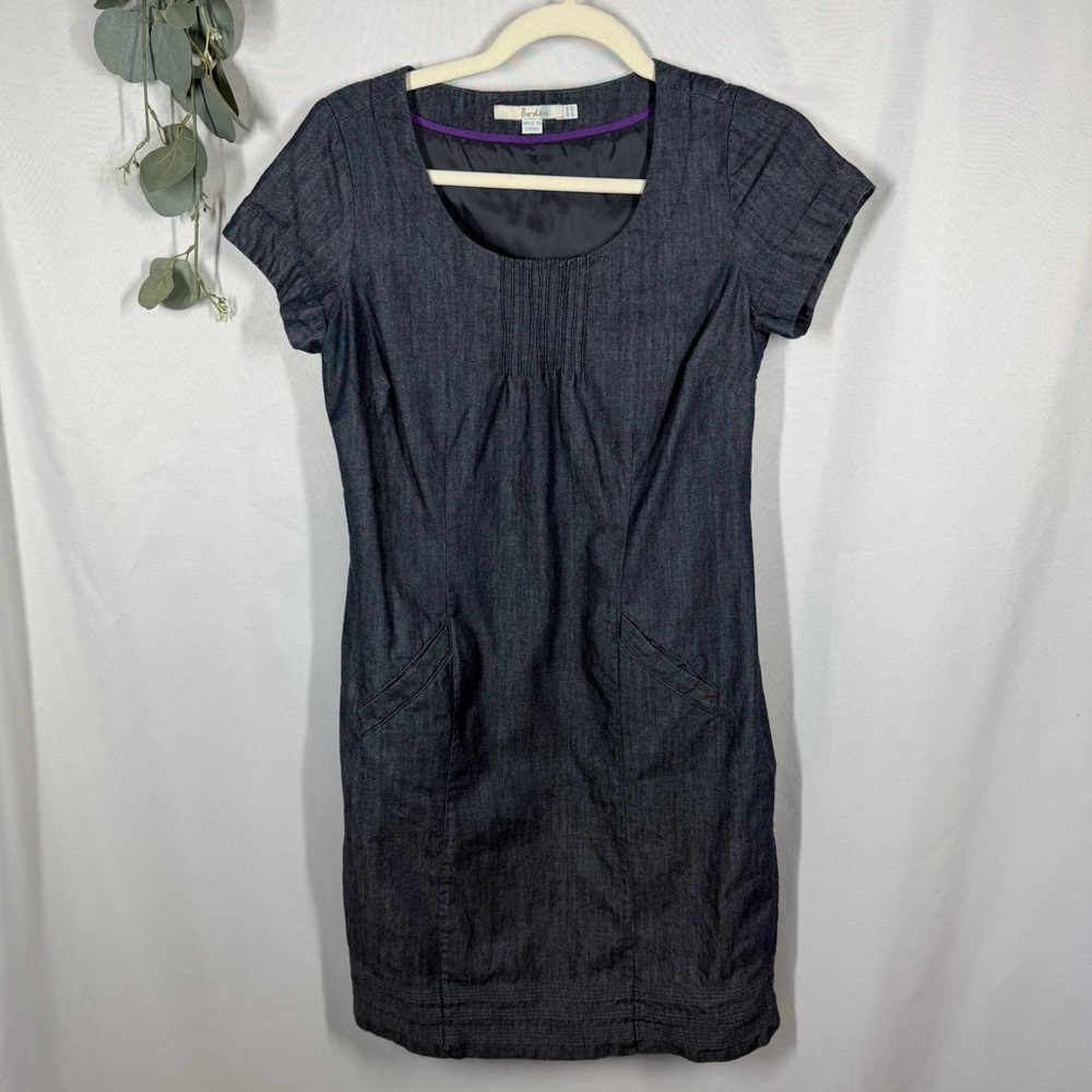 Boden | Montmartre Denim Chambray Shift Dress Short Sleeve Women's Size 4